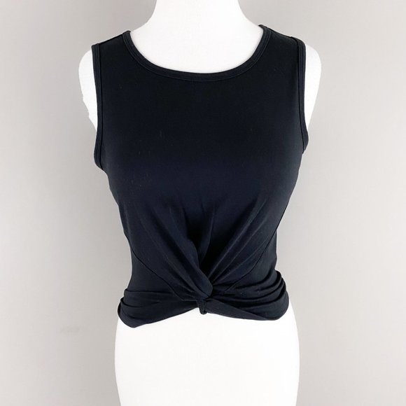 Yogalicious Tops - Yogalicious Black Sleeveless Tie Cinched Waist Athletic Tank Top XS
